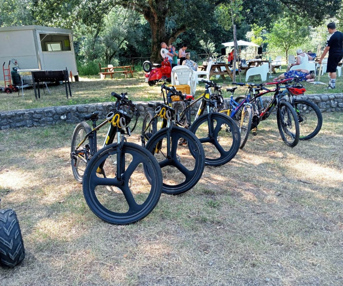 Bici elettriche e pedalata assistita di tutte le misure per un relax completo di passeggiata su 3000mq di superficie verde.